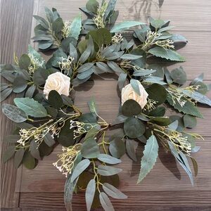 Elegant Greenery Wreath with Cream Roses, centerpieces, floral, wedding